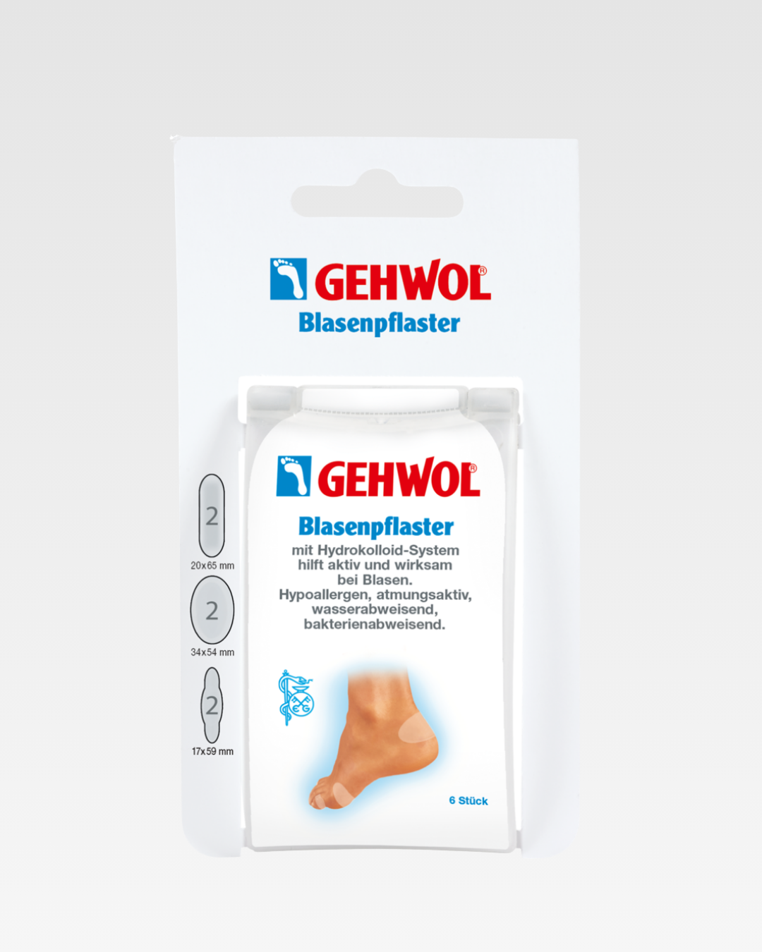 Gehwol Blister Plaster with Hydrocolloid System Skirtingu dydziu tryniu pleistrai su hidrokoloidiniu geliu 6 vnt.